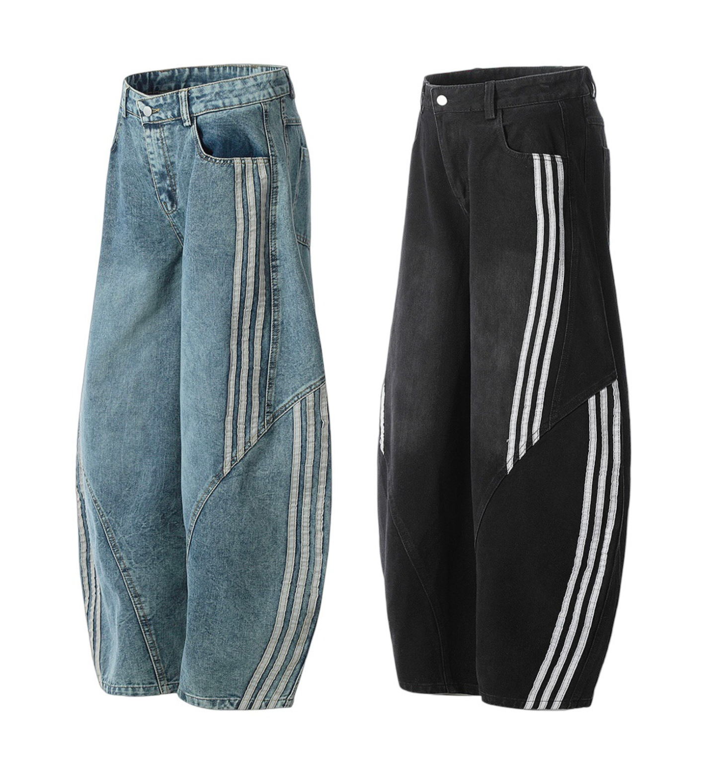 Stripe Wide blue Denim Pants
