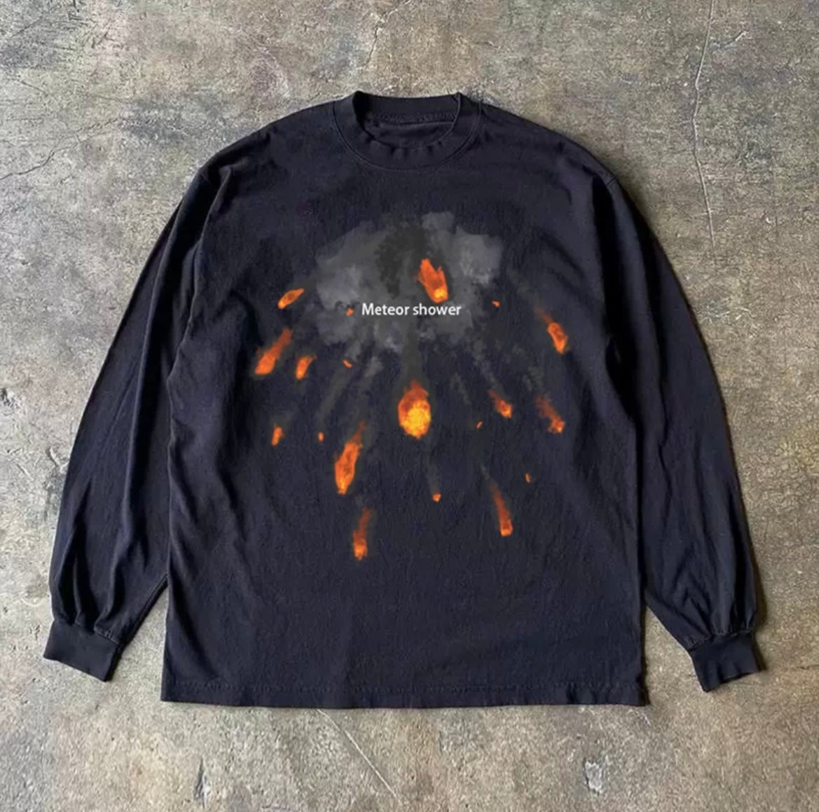 Meteor Fire Print Long Sleeve T-Shirt