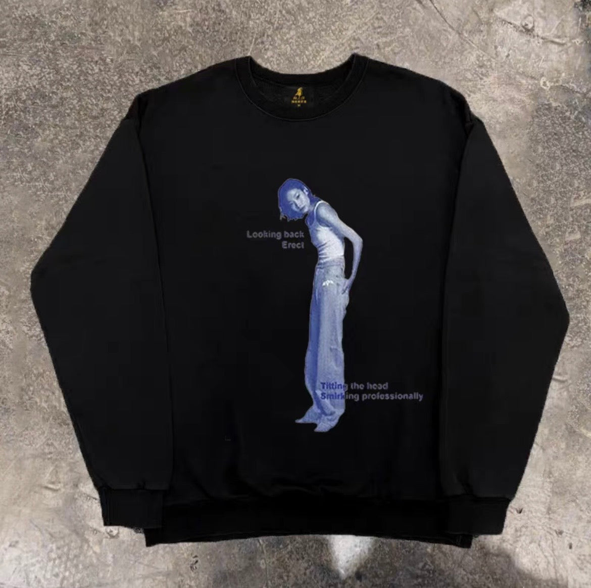 Blue Photo Graphic Sweatshirt