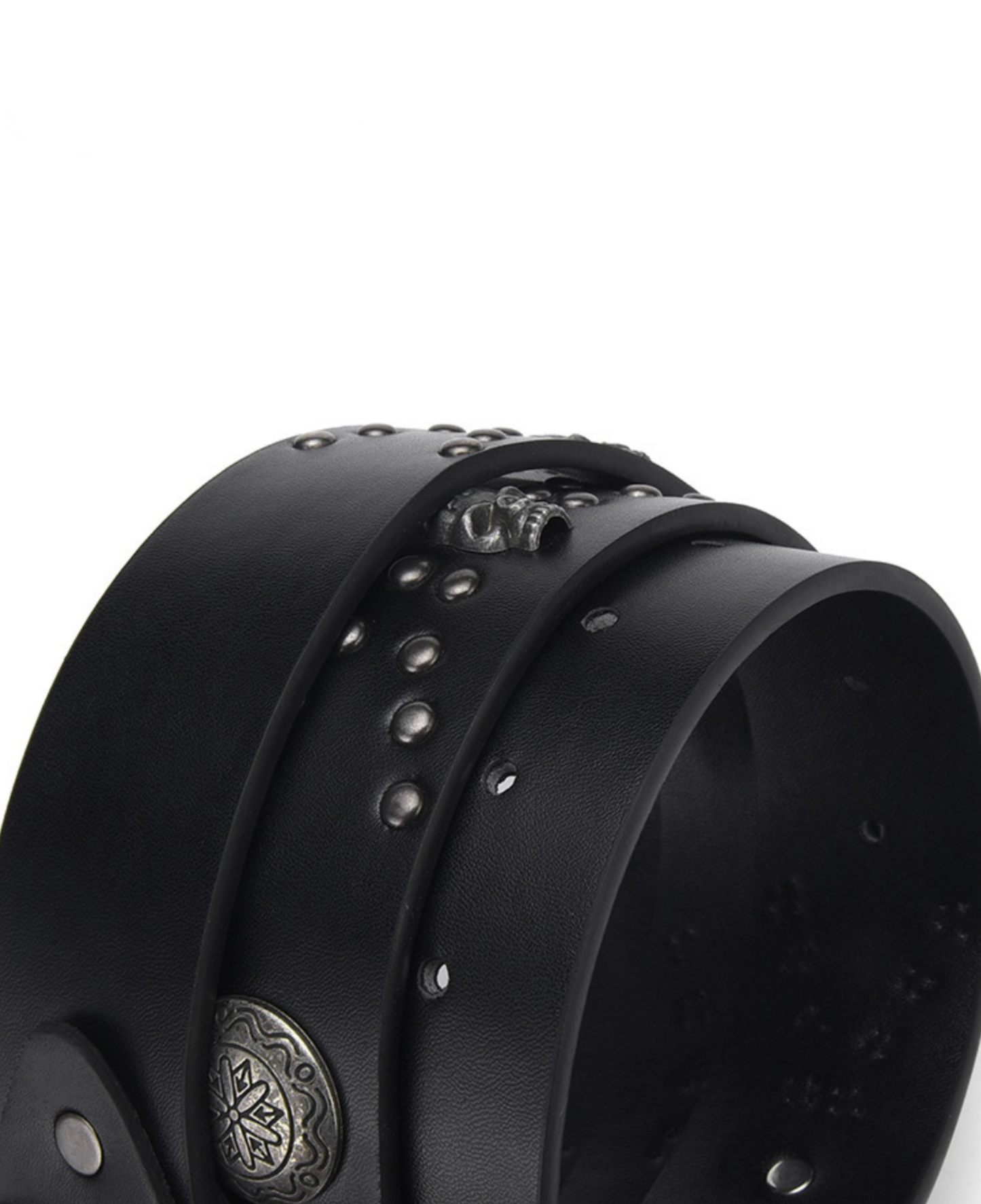 Cross Buckle Studded Leather Belt