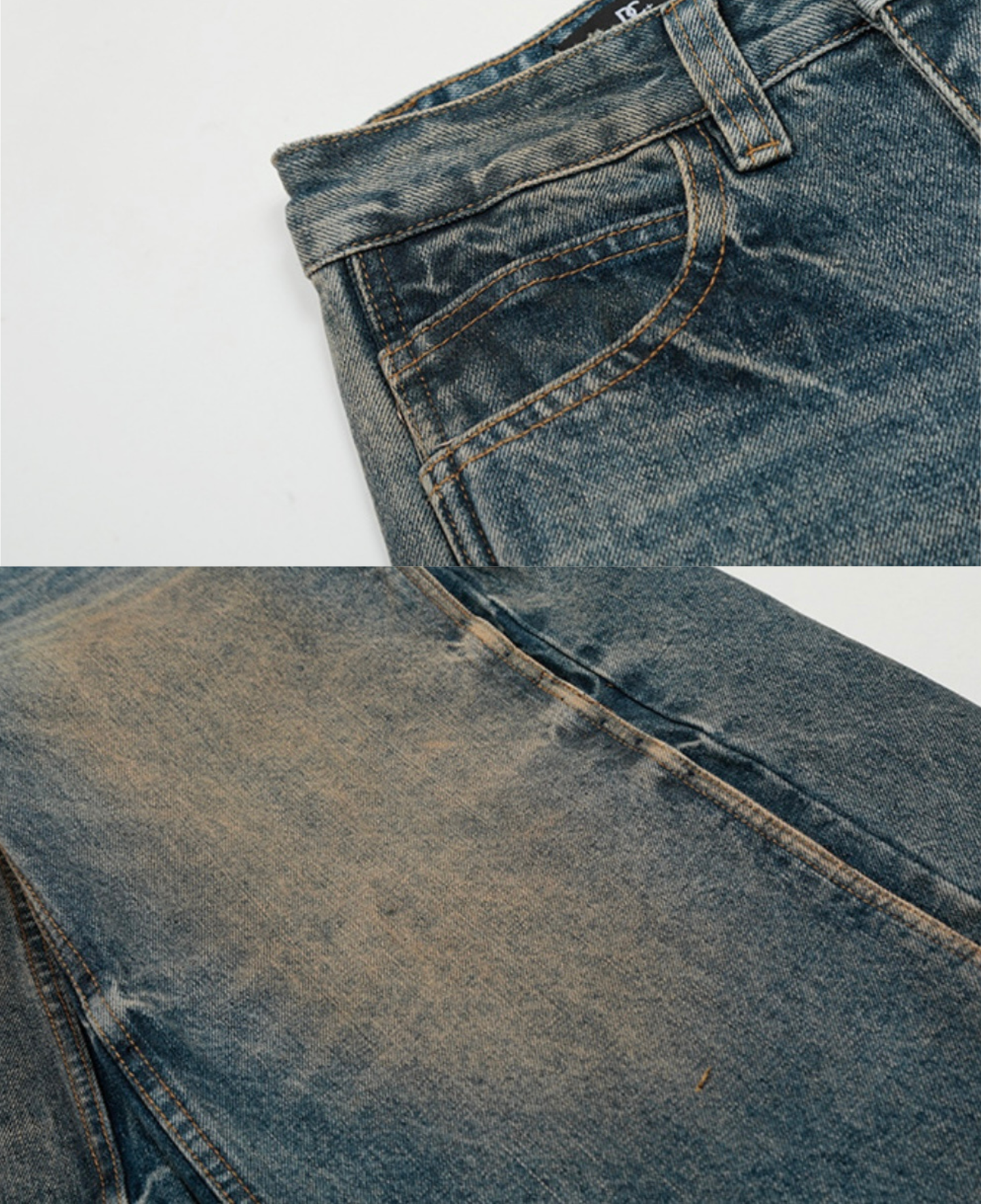 Vintage Wash Barrel Denim Pants