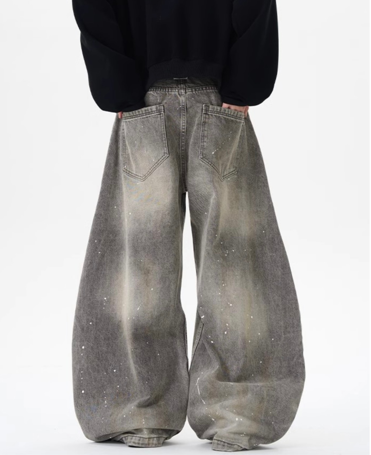 Vintage Splatter Barrel Wide Denim Pants