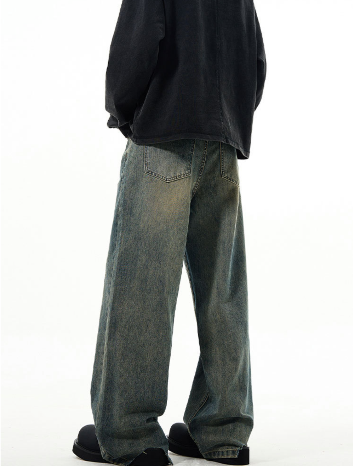 Sand Wash Baggy Denim Pants