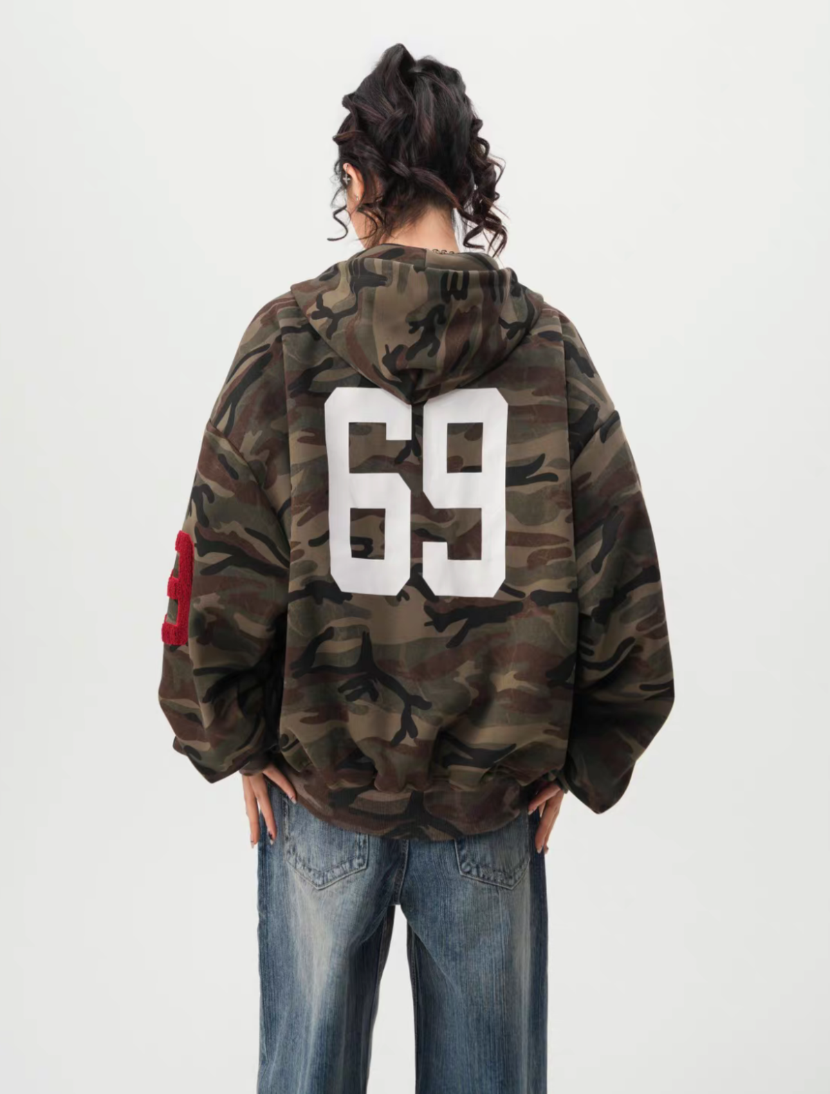 Camo Back Numbering Zip Hoodie