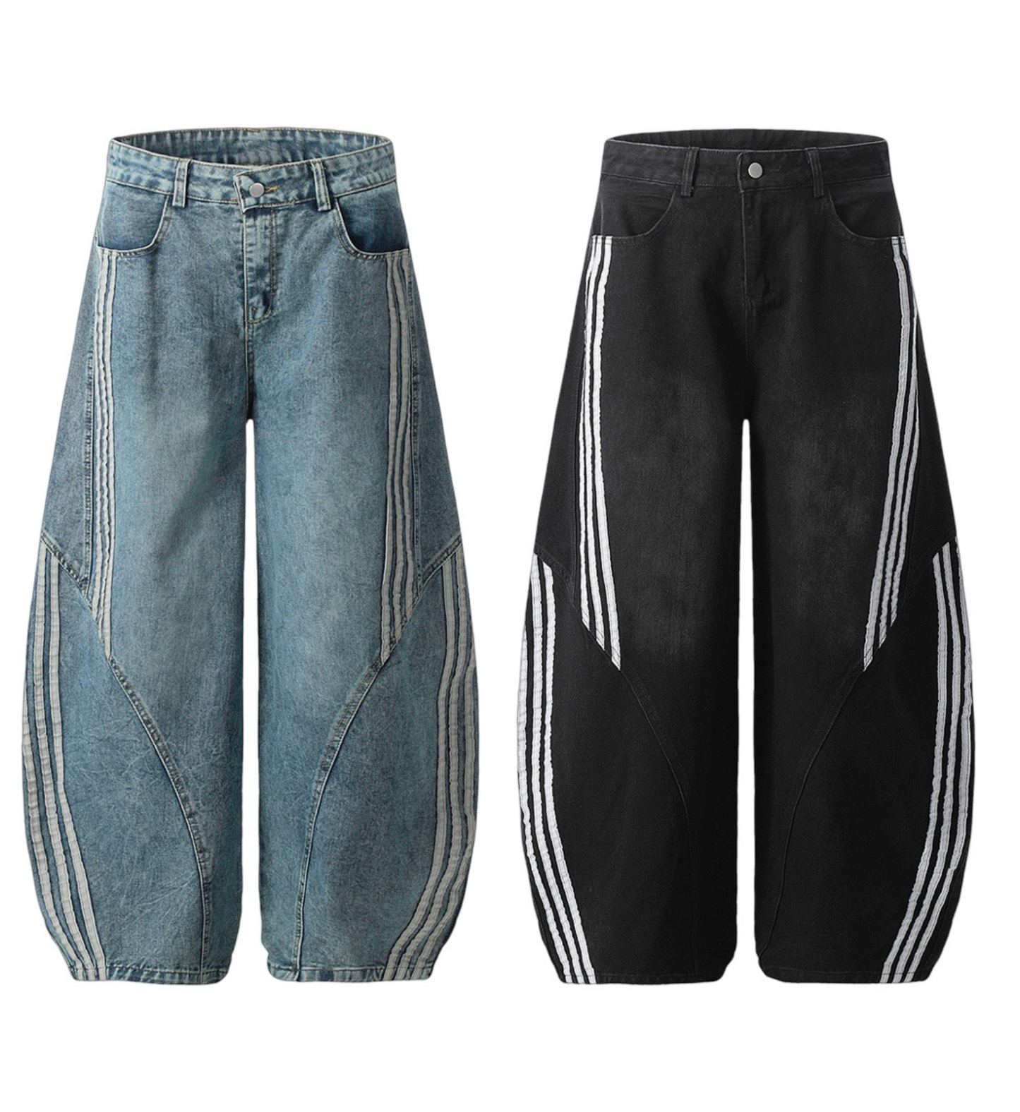 Stripe Wide blue  Denim Pants