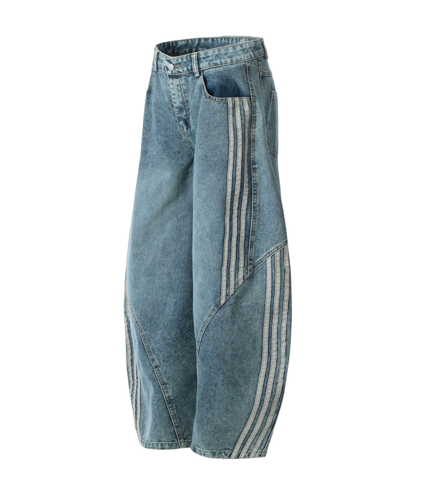 Stripe Wide blue  Denim Pants