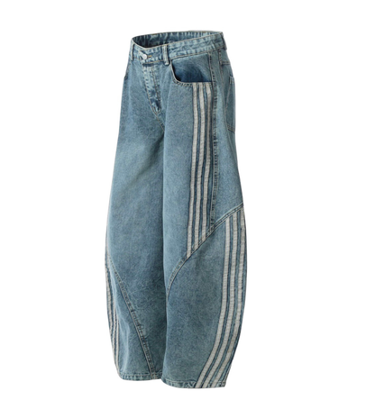 Stripe Wide blue  Denim Pants