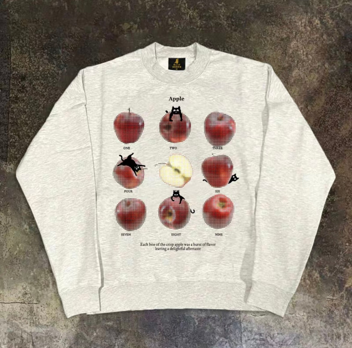 Apple Cat Graphic Sweatshirt