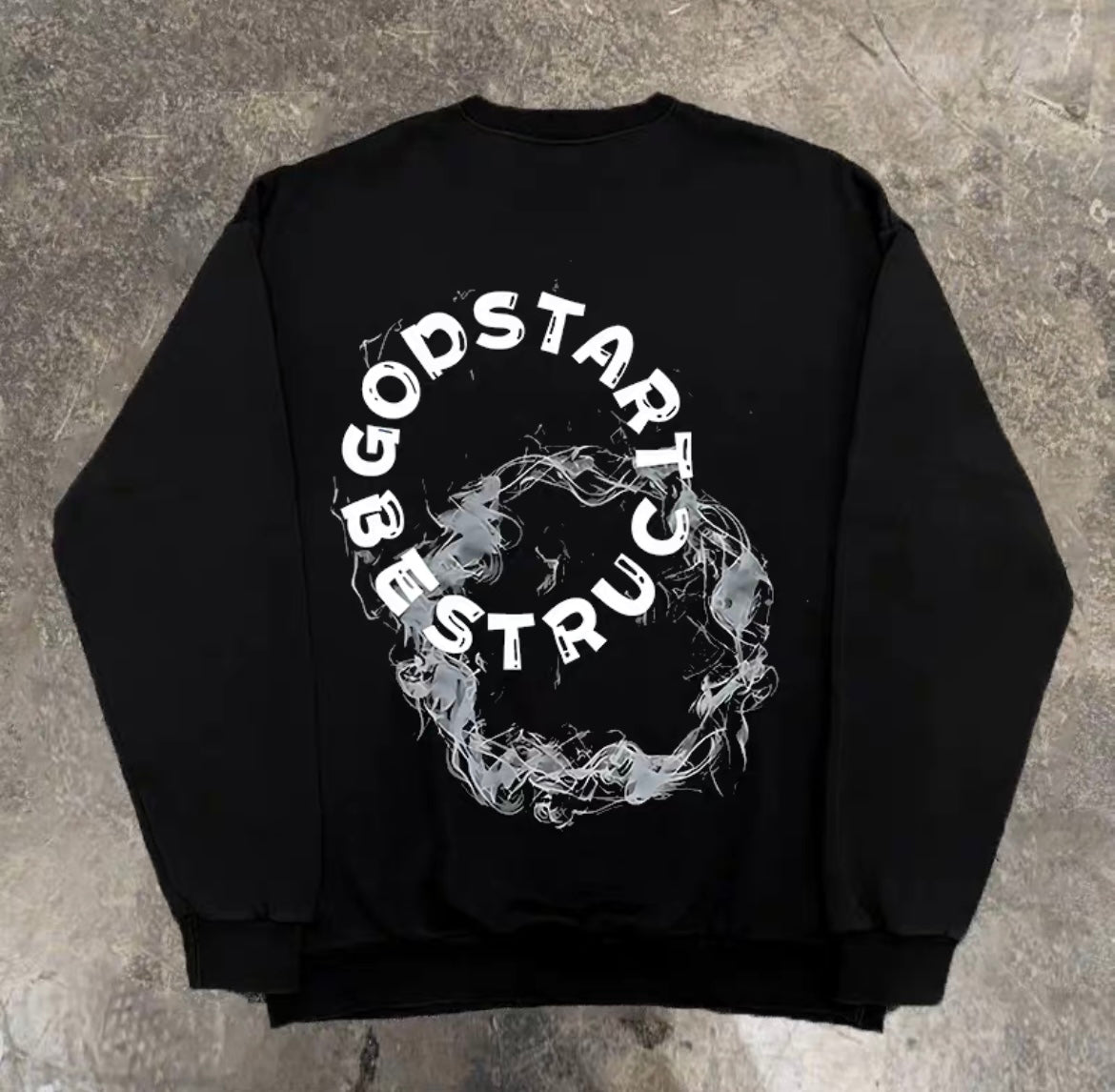 Circle Logo Smoke Graphic Loose Sweatshirt
