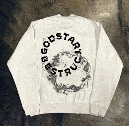 Circle Logo Smoke Graphic Loose Sweatshirt