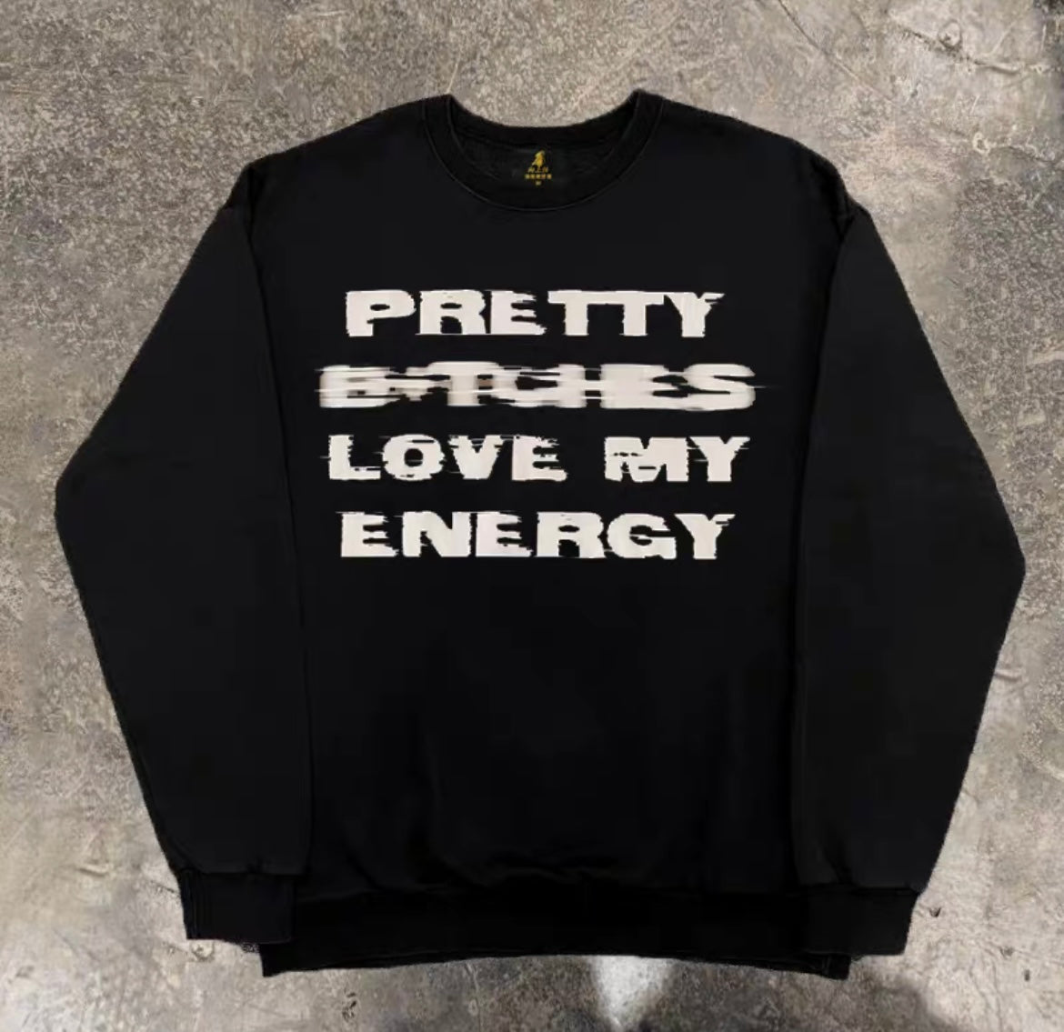 Glitch Letter Logo Print Loose Sweatshirt