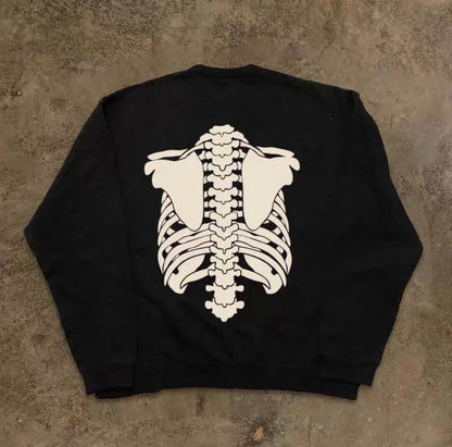 Bone Print Graphic Loose Sweatshirt