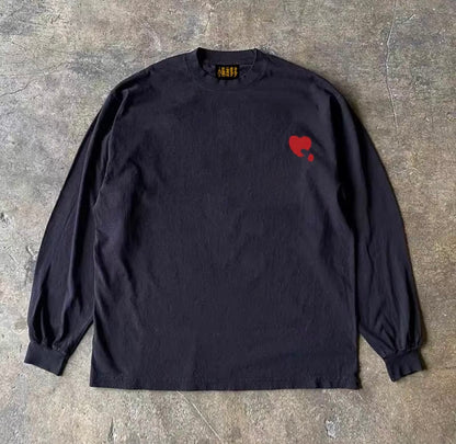 One Point One Heart Graphic Loose Long Sleeve T-Shirt
