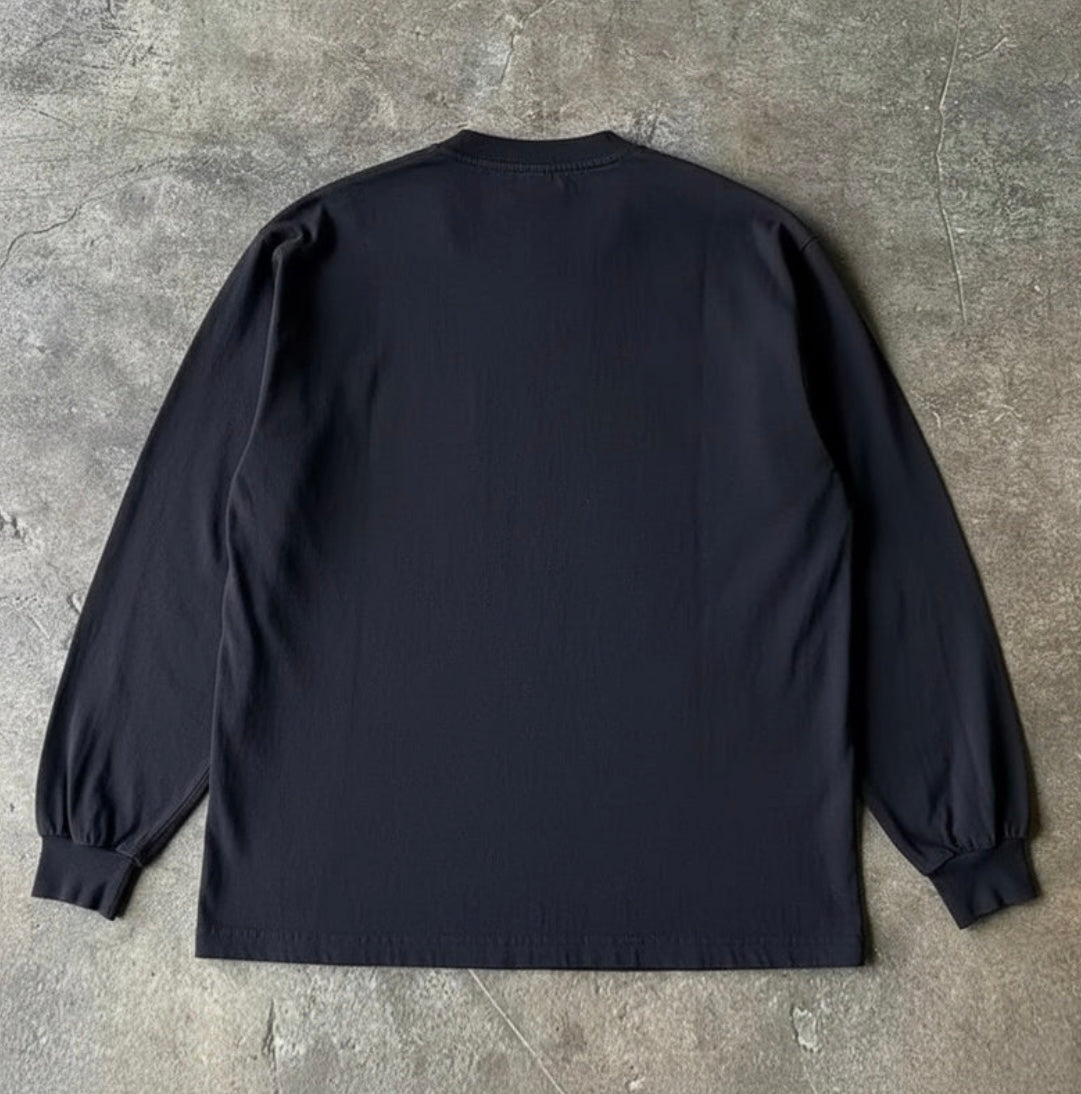 Glitch Letter Logo Print Loose Long Sleeve T-Shirt