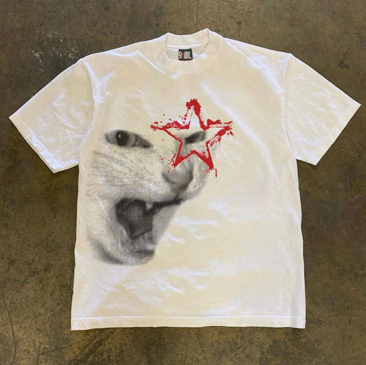Cat Graphic Print T-shirts
