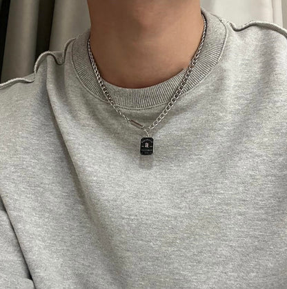 Dog Tag Silver Chain Necklace
