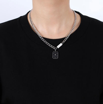 Dog Tag Silver Chain Necklace