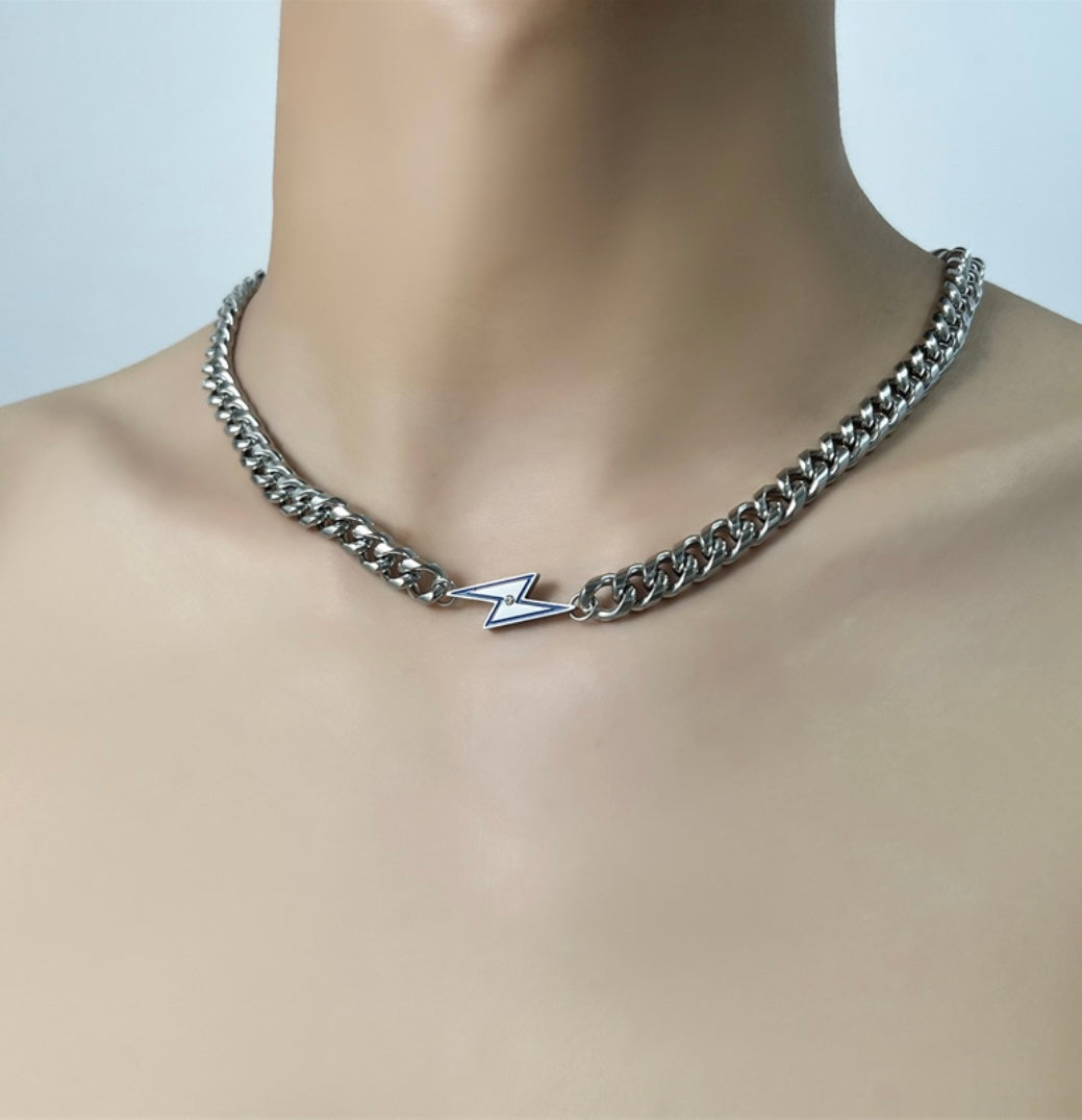 Lightning Bolt Metal Chain Necklace