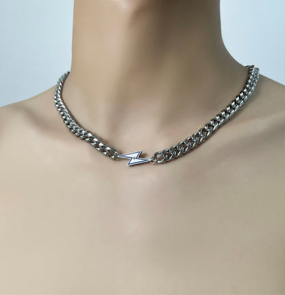 Lightning Bolt Metal Chain Necklace
