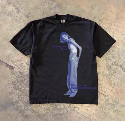 Retro Blue Girl Photo T-Shirt