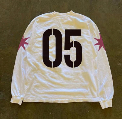 Skull Iron Cross Numbering Long Sleeve T-Shirt
