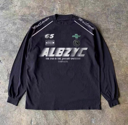 Racing Motif Graphic Long Sleeve T-Shirt