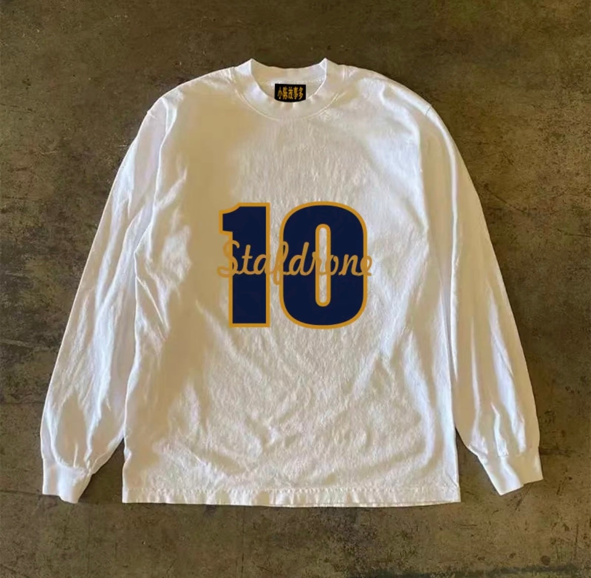 College Number 10 Bicolor Lettering Long Sleeve T-Shirt