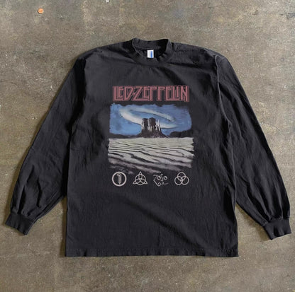 Band-Like Graphic Art Long Sleeve T-Shirt
