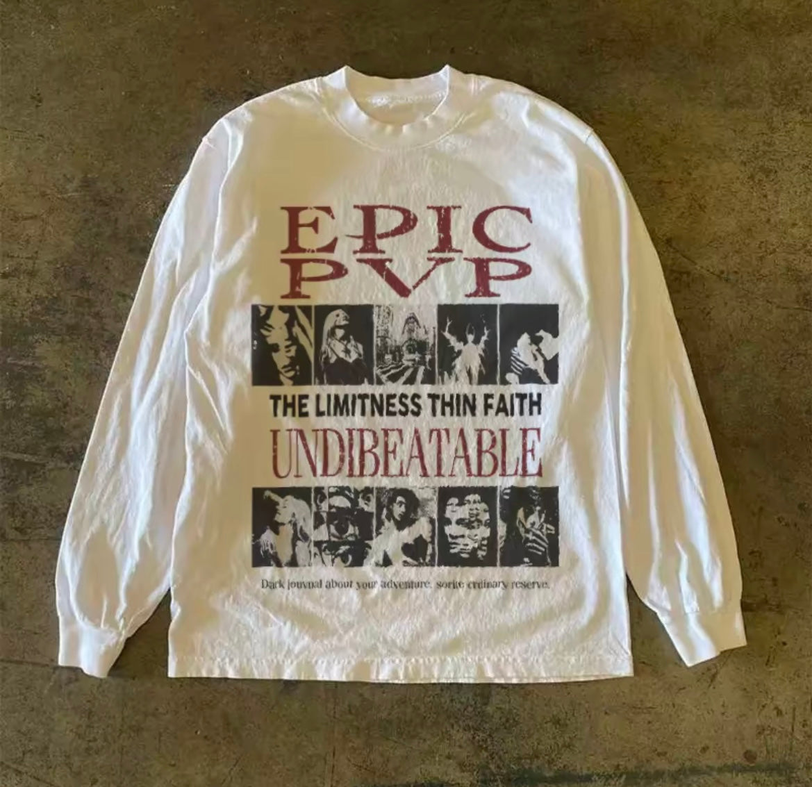 Grunge Photo Graphic Bold Lettering Long Sleeve T-Shirt