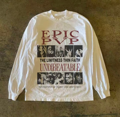 Grunge Photo Graphic Bold Lettering Long Sleeve T-Shirt