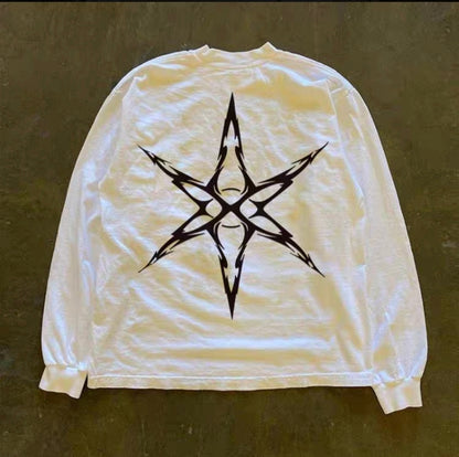 Tribal Star Lettering Graphic Long Sleeve T-Shirt