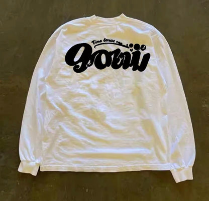 Bubble Font Lettering Graphic Long Sleeve T-Shirt