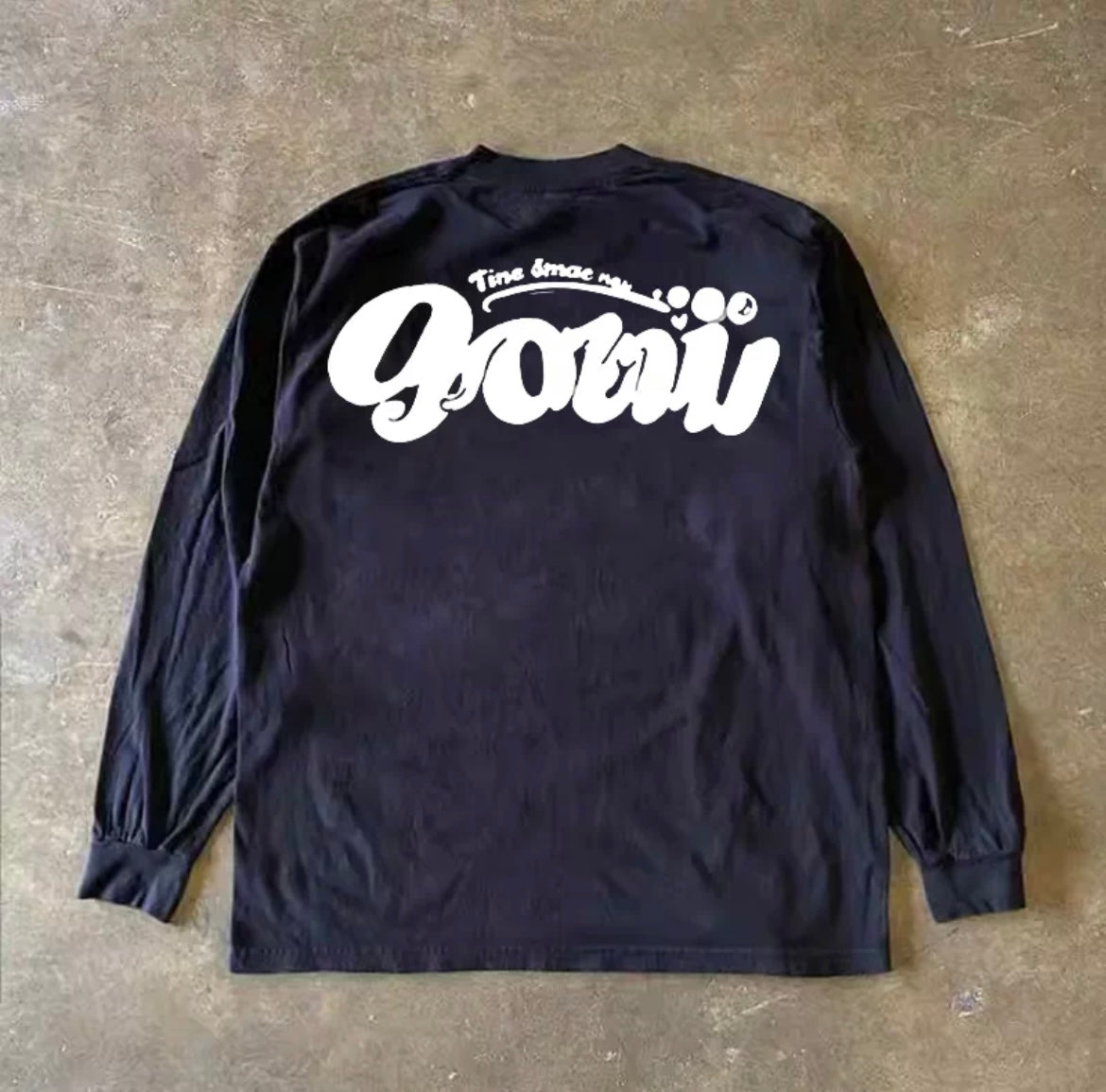 Bubble Font Lettering Graphic Long Sleeve T-Shirt