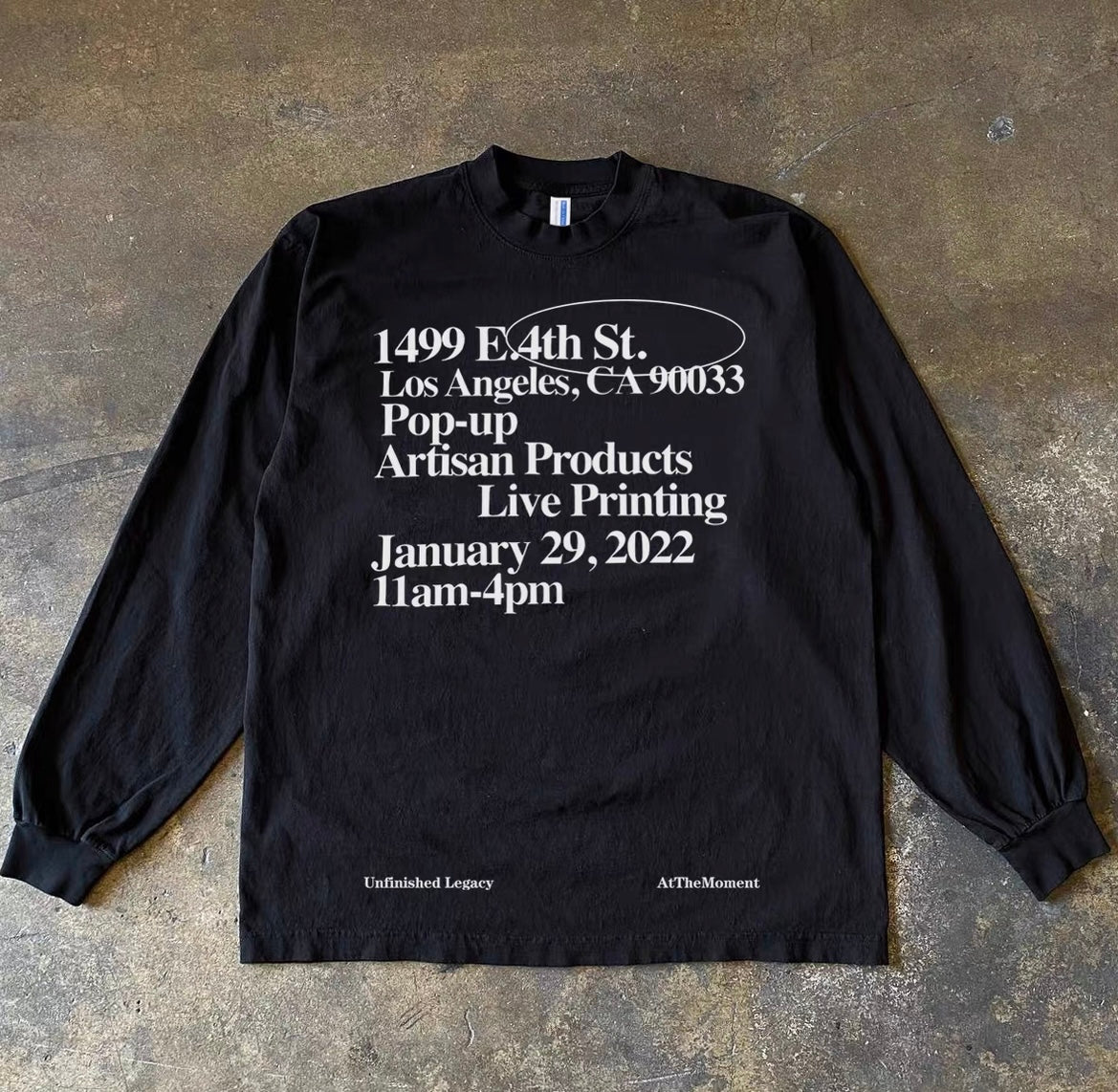 Los Angeles Address Typography Long Sleeve T-Shirt