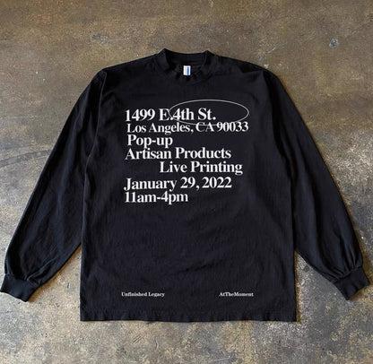 Los Angeles Address Typography Long Sleeve T-Shirt