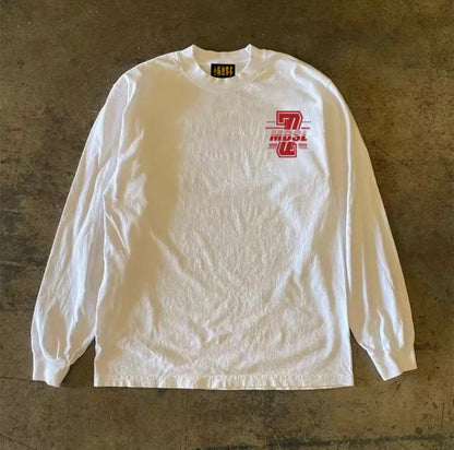 Numbering Lettering Graphic Long Sleeve T-Shirt