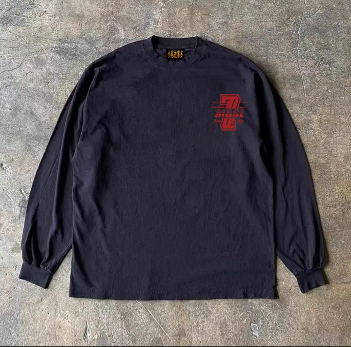 Numbering Lettering Graphic Long Sleeve T-Shirt