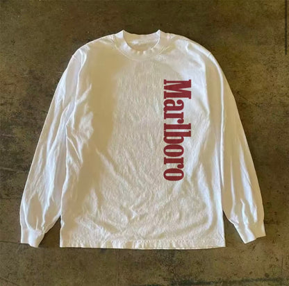 Vertical Bold Logo Print Long Sleeve T-Shirt