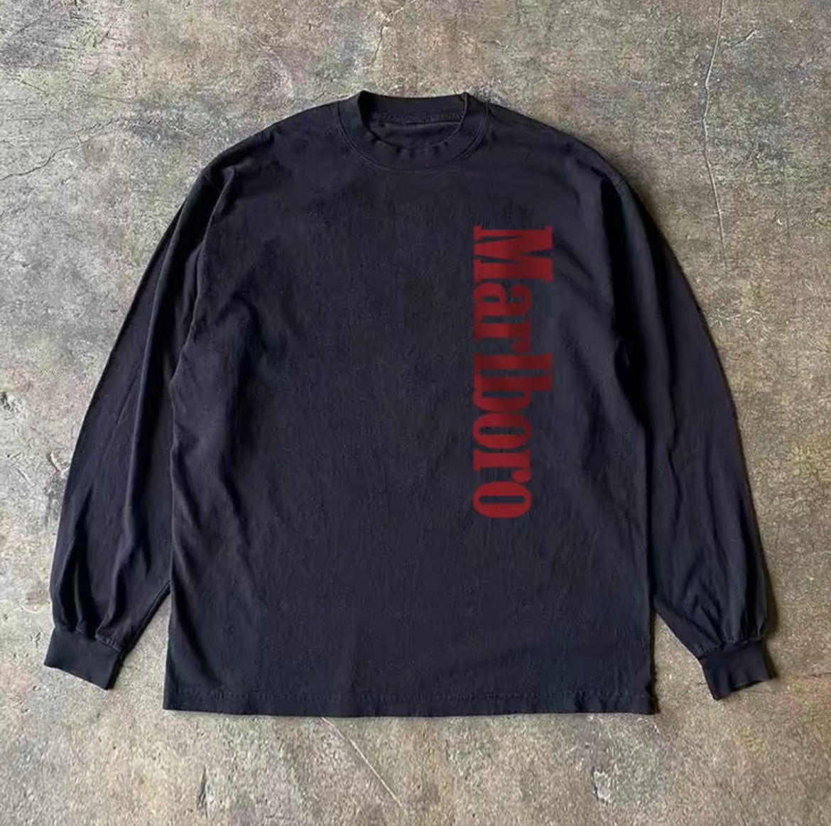 Vertical Bold Logo Print Long Sleeve T-Shirt