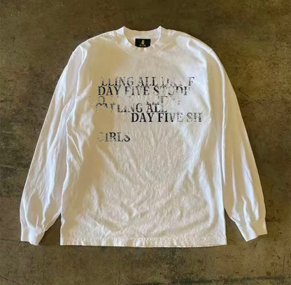 Distressed Typography Long Sleeve T-Shirt