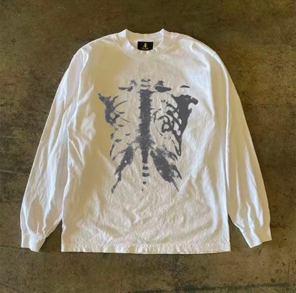 Bone Butterfly Graphic Long Sleeve T-Shirt