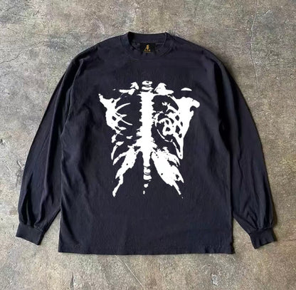 Bone Butterfly Graphic Long Sleeve T-Shirt