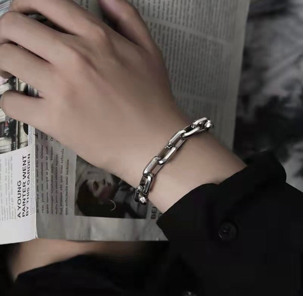Square Long Link Chain Bracelet