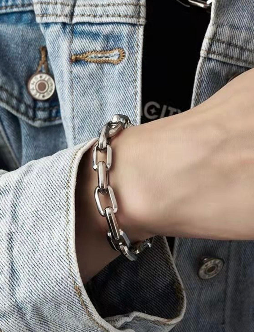 Square Long Link Chain Bracelet