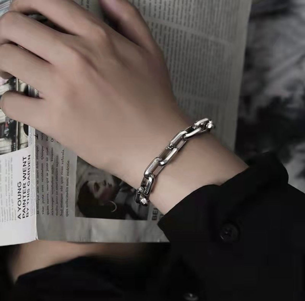 Square Long Link Chain Bracelet