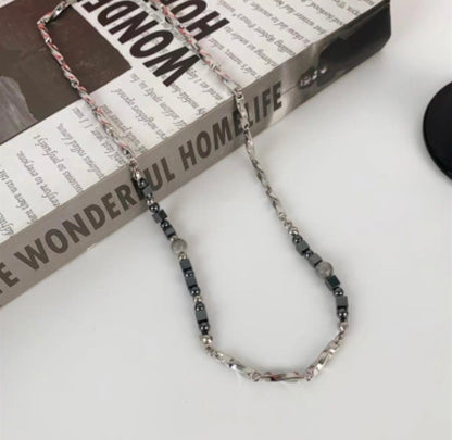 Marble Beads Plate Asymmetric Necklace