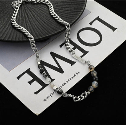 Marble Beads Plate Asymmetric Necklace