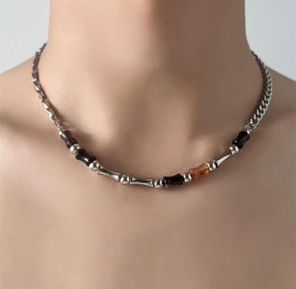 Bamboo Motif Mixed Beads Necklace