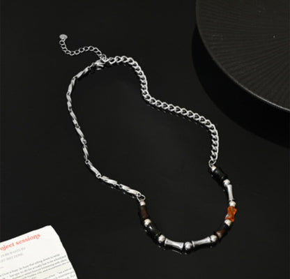 Bamboo Motif Mixed Beads Necklace