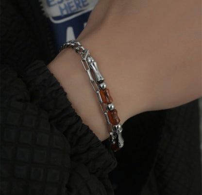Amber Parts Layered Chain Bracelet